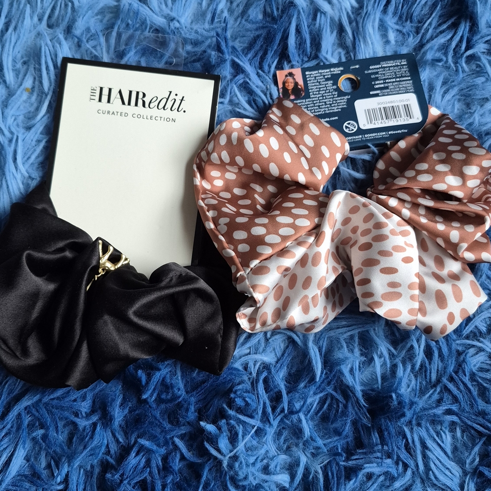 Black and Polka Dot Scrunchie Set